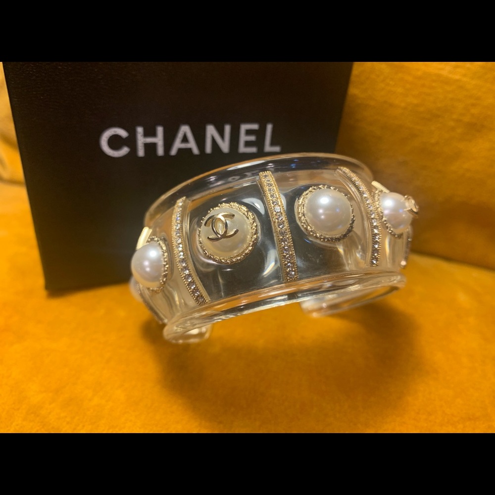 Chanel Pearl & Crystal Resin Cuff